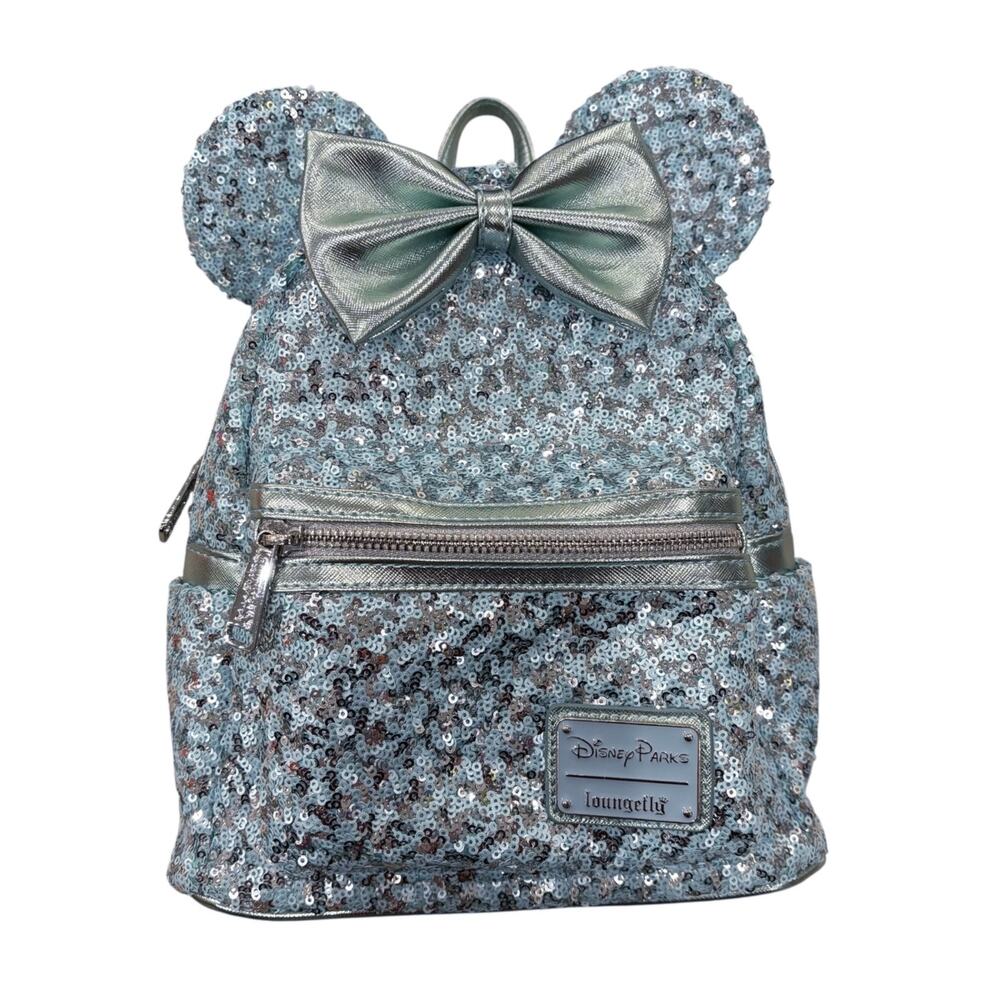 Loungefly Disney Parks Arendelle Aqua Frozen Minnie Ears Backpack Rare Retired